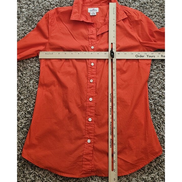 Woman J. Crew Haberdashery Refined Stretch Button Cotton Blend Shirt XS Orange - Picture 9 of 9